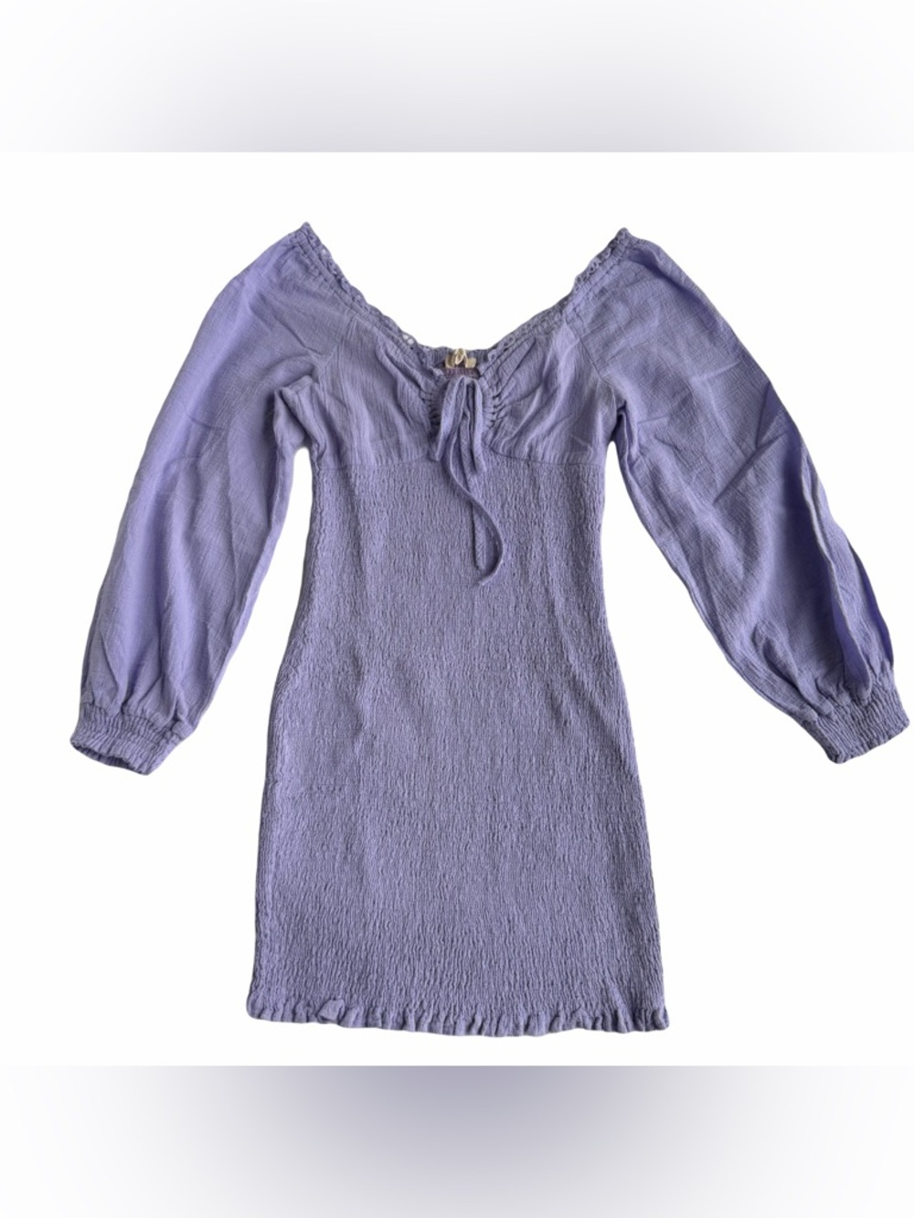 Smocked Lavender Puff Sleeve Mini Dress